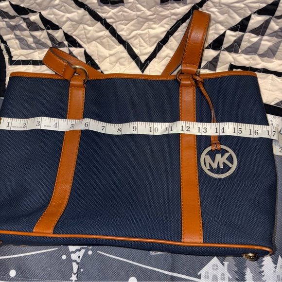 Michael Kors Blue and Brown Tote - Picture 4 of 10